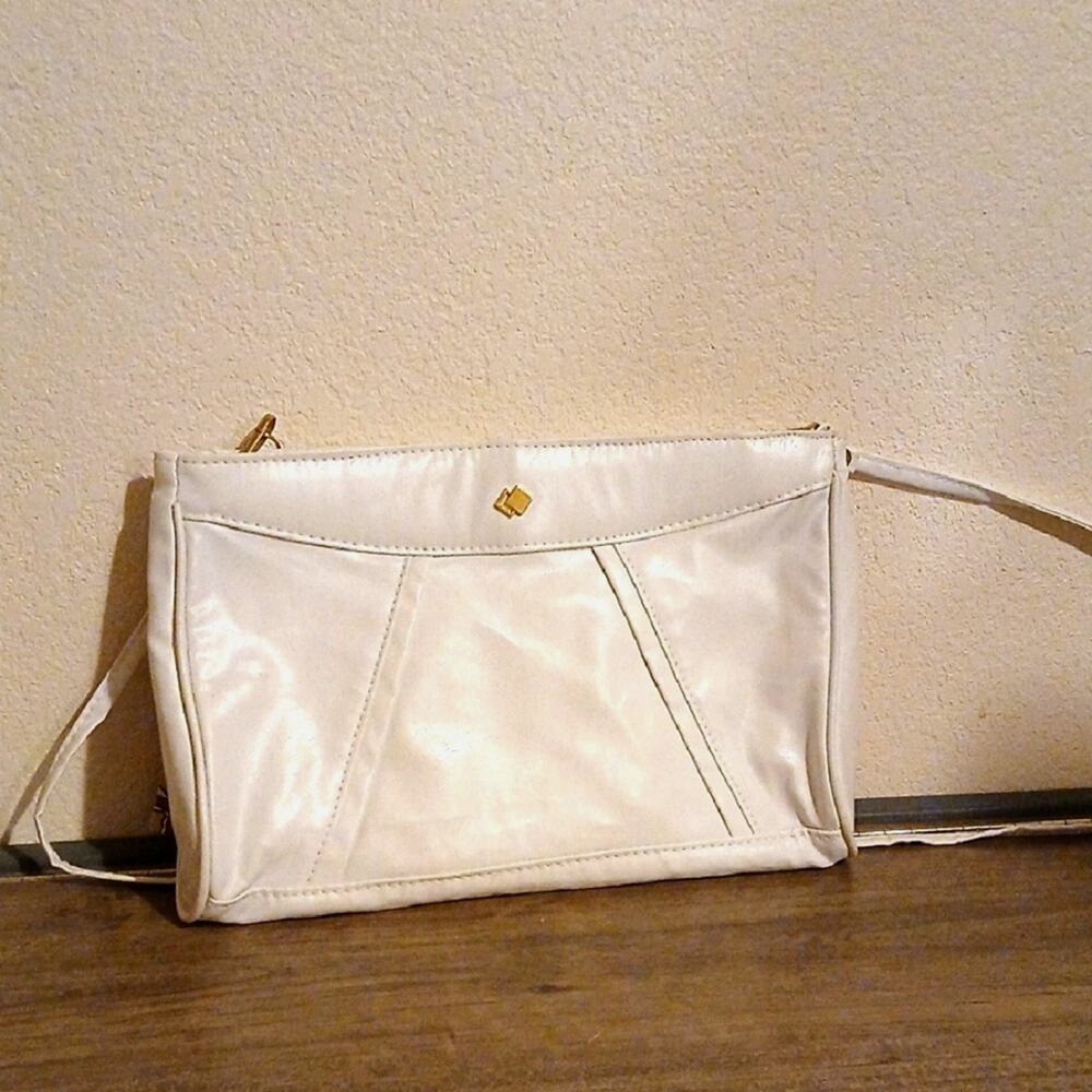Vintage White Purse With Gold Accents